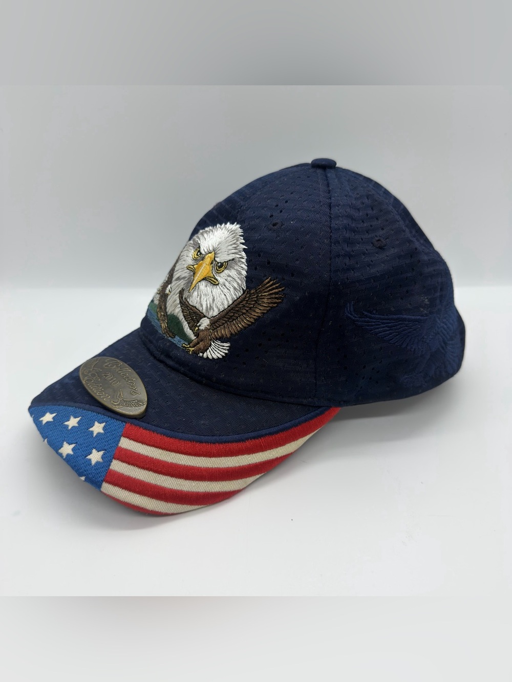 🦅 Shasta Wear 2010 Collection Eagle US Flag Patriotic Baseball Cap Hat 🇺🇸